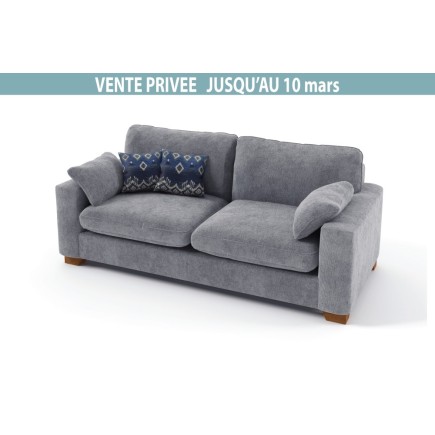 Canapé 3 places en tissu de qualité COSY, gris