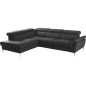 Canapé d'angle relax en 100% tout cuir de luxe italien avec relax électrique et coffre, 5/6 places SORENTO, noir, angle gauche Canapé d'angle relax en 100% tout cuir de luxe italien avec relax électrique et coffre, 5/6 places SORENTO, noir, angle gauche