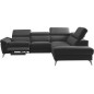 Canapé d'angle relax en 100% tout cuir de luxe italien avec relax électrique et coffre, 5/6 places SORENTO, noir, angle droit (v Canapé d'angle relax en 100% tout cuir de luxe italien avec relax électrique et coffre, 5/6 places SORENTO, noir, angle droit (v