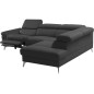 Canapé d'angle relax en 100% tout cuir de luxe italien avec relax électrique et coffre, 5/6 places SORENTO, noir, angle droit (v Canapé d'angle relax en 100% tout cuir de luxe italien avec relax électrique et coffre, 5/6 places SORENTO, noir, angle droit (v