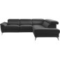Canapé d'angle relax en 100% tout cuir de luxe italien avec relax électrique et coffre, 5/6 places SORENTO, noir, angle droit (v Canapé d'angle relax en 100% tout cuir de luxe italien avec relax électrique et coffre, 5/6 places SORENTO, noir, angle droit (v