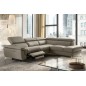 Canapé d'angle relax en 100% tout cuir de luxe italien avec relax électrique et coffre, 5/6 places SORENTO, taupe, angle droit ( Canapé d'angle relax en 100% tout cuir de luxe italien avec relax électrique et coffre, 5/6 places SORENTO, taupe, angle droit (