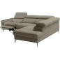 Canapé d'angle relax en 100% tout cuir de luxe italien avec relax électrique et coffre, 5/6 places SORENTO, taupe, angle droit ( Canapé d'angle relax en 100% tout cuir de luxe italien avec relax électrique et coffre, 5/6 places SORENTO, taupe, angle droit (