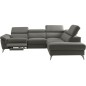 Canapé d'angle relax en 100% tout cuir de luxe italien avec relax électrique et coffre, 5/6 places SORENTO, gris foncé, angle dr Canapé d'angle relax en 100% tout cuir de luxe italien avec relax électrique et coffre, 5/6 places SORENTO, gris foncé, angle dr