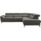 Canapé d'angle relax en 100% tout cuir de luxe italien avec relax électrique et coffre, 5/6 places SORENTO, gris foncé, angle dr Canapé d'angle relax en 100% tout cuir de luxe italien avec relax électrique et coffre, 5/6 places SORENTO, gris foncé, angle dr