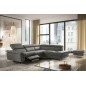 Canapé d'angle relax en 100% tout cuir de luxe italien avec relax électrique et coffre, 5/6 places SORENTO, gris foncé, angle dr Canapé d'angle relax en 100% tout cuir de luxe italien avec relax électrique et coffre, 5/6 places SORENTO, gris foncé, angle dr
