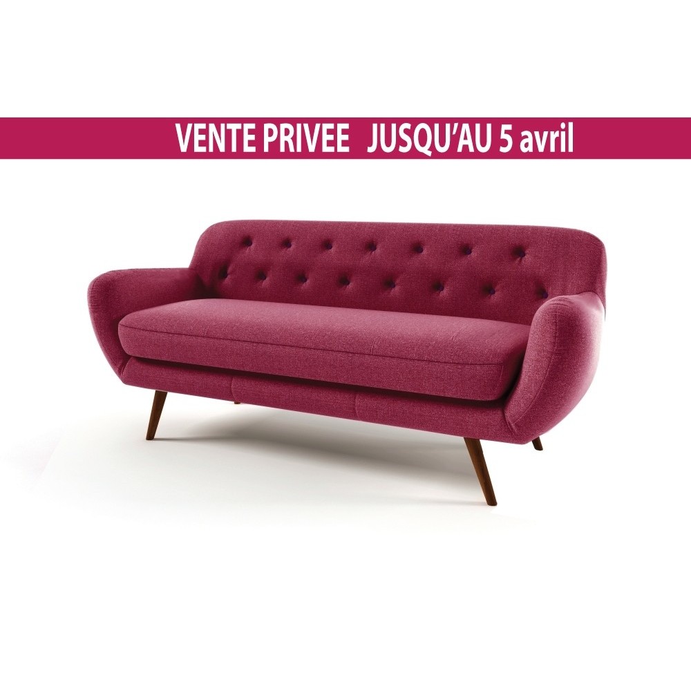 Canapé 3 places en tissu de qualité ZEST, fuschia Canapé 3 places en tissu de qualité ZEST, fuschia