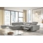 Canapé d'angle relax en 100% tout cuir de luxe italien avec relax électrique et coffre -, 5/6 places SORENTO, gris clair, angle Canapé d'angle relax en 100% tout cuir de luxe italien avec relax électrique et coffre -, 5/6 places SORENTO, gris clair, angle