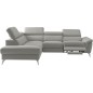 Canapé d'angle relax en 100% tout cuir de luxe italien avec relax électrique et coffre -, 5/6 places SORENTO, gris clair, angle Canapé d'angle relax en 100% tout cuir de luxe italien avec relax électrique et coffre -, 5/6 places SORENTO, gris clair, angle