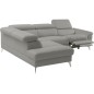 Canapé d'angle relax en 100% tout cuir de luxe italien avec relax électrique et coffre -, 5/6 places SORENTO, gris clair, angle Canapé d'angle relax en 100% tout cuir de luxe italien avec relax électrique et coffre -, 5/6 places SORENTO, gris clair, angle