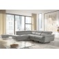 Canapé d'angle relax en 100% tout cuir de luxe italien avec relax électrique et coffre -, 5/6 places SORENTO, gris clair, angle Canapé d'angle relax en 100% tout cuir de luxe italien avec relax électrique et coffre -, 5/6 places SORENTO, gris clair, angle