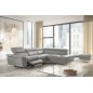 Canapé d'angle relax en 100% tout cuir de luxe italien avec relax électrique et coffre, 5/6 places SORENTO, gris clair, angle dr Canapé d'angle relax en 100% tout cuir de luxe italien avec relax électrique et coffre, 5/6 places SORENTO, gris clair, angle dr