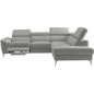 Canapé d'angle relax en 100% tout cuir de luxe italien avec relax électrique et coffre, 5/6 places SORENTO, gris clair, angle dr Canapé d'angle relax en 100% tout cuir de luxe italien avec relax électrique et coffre, 5/6 places SORENTO, gris clair, angle dr