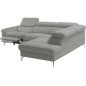 Canapé d'angle relax en 100% tout cuir de luxe italien avec relax électrique et coffre, 5/6 places SORENTO, gris clair, angle dr Canapé d'angle relax en 100% tout cuir de luxe italien avec relax électrique et coffre, 5/6 places SORENTO, gris clair, angle dr