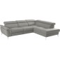 Canapé d'angle relax en 100% tout cuir de luxe italien avec relax électrique et coffre, 5/6 places SORENTO, gris clair, angle dr Canapé d'angle relax en 100% tout cuir de luxe italien avec relax électrique et coffre, 5/6 places SORENTO, gris clair, angle dr