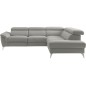 Canapé d'angle relax en 100% tout cuir de luxe italien avec relax électrique et coffre, 5/6 places SORENTO, gris clair, angle dr Canapé d'angle relax en 100% tout cuir de luxe italien avec relax électrique et coffre, 5/6 places SORENTO, gris clair, angle dr