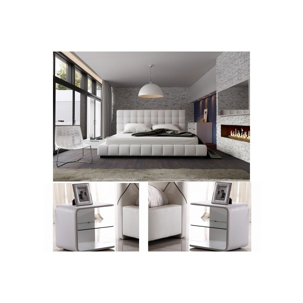 1er paiiement de la commande: Lit design en cuir italien de luxe silver, blanc 01, 180x200, et 2 Chevets de qualité supérieure e 1er paiiement de la commande: Lit design en cuir italien de luxe silver, blanc 01, 180x200, et 2 Chevets de qualité supérieure e