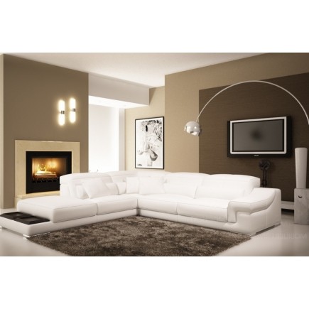 1er paiement de la commande: Canapé d'angle en cuir italien 6 places belino, blanc, 6x sans frais, total de la commande 3795 eur