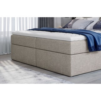 Ensemble boxspring complet tête de lit + sommiers + matelas + surmatelas VISTA de VENESETTI - tissu luxe beige - 140 x 200 cm