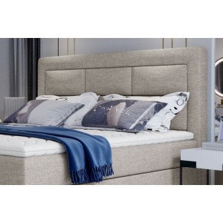 Ensemble boxspring complet tête de lit + sommiers + matelas + surmatelas VISTA de VENESETTI - tissu luxe beige - 160 x 200 cm, 1