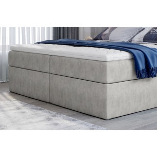 Ensemble boxspring complet tête de lit + sommiers + matelas + surmatelas VISTA de VENESETTI - tissu luxe gris - 160 x 200 cm