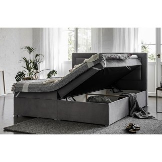 Ensemble boxspring complet tête de lit + sommiers + matelas + surmatelas VISTA de VENESETTI - tissu luxe chocolat - 140 x 200 cm