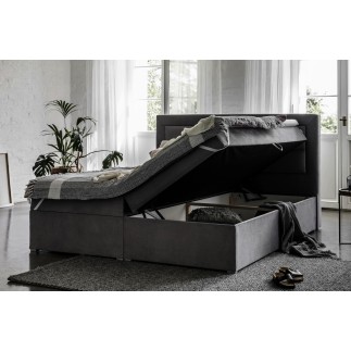 Ensemble boxspring complet tête de lit + sommiers + matelas + surmatelas VISTA VELOURS de VENESETTI - tissu velours luxe chocola