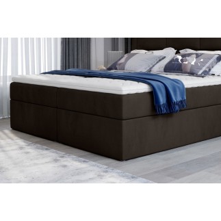 Ensemble boxspring complet tête de lit + sommiers + matelas + surmatelas VISTA VELOURS de VENESETTI - tissu velours luxe chocola