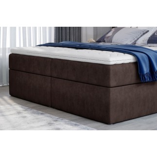 Ensemble boxspring complet tête de lit + sommiers + matelas + surmatelas VISTA VELOURS de VENESETTI - tissu velours luxe chocola