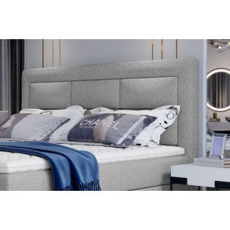 Ensemble boxspring complet tête de lit + sommiers + matelas + surmatelas VISTA VELOURS de VENESETTI - tissu velours luxe gris -
