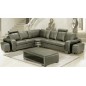 -Canapé d'angle en cuir italien 7 places EVITA, gris foncé angle gauche -Canapé d'angle en cuir italien 7 places EVITA, gris foncé angle gauche
