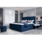 Ensemble boxspring complet tête de lit + sommiers + matelas + surmatelas VISTA VELOURS de VENESETTI - tissu velours luxe bleu - Ensemble boxspring complet tête de lit + sommiers + matelas + surmatelas VISTA VELOURS de VENESETTI - tissu velours luxe bleu -