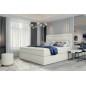 Ensemble boxspring complet tête de lit + sommiers + matelas + surmatelas VISTA de VENESETTI - simili cuir ivoire - 140 x 200 cm, Ensemble boxspring complet tête de lit + sommiers + matelas + surmatelas VISTA de VENESETTI - simili cuir ivoire - 140 x 200 cm,