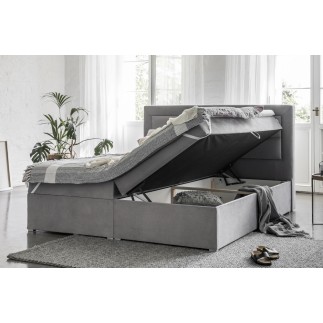 Ensemble boxspring complet tête de lit + sommiers + matelas + surmatelas VISTA de VENESETTI - simili cuir noir - 160 x 200 cm