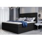 Ensemble boxspring complet tête de lit + sommiers + matelas + surmatelas VISTA de VENESETTI - simili cuir noir - 180 x 200 cm, 1 Ensemble boxspring complet tête de lit + sommiers + matelas + surmatelas VISTA de VENESETTI - simili cuir noir - 180 x 200 cm, 1