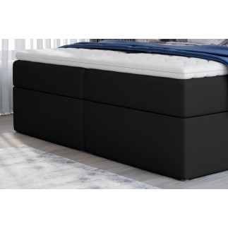 Ensemble boxspring complet tête de lit + sommiers + matelas + surmatelas VISTA de VENESETTI - simili cuir noir - 180 x 200 cm