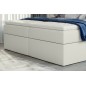 Ensemble boxspring complet tête de lit + sommiers + matelas + surmatelas VISTA de VENESETTI - simili cuir ivoire - 160 x 200 cm, Ensemble boxspring complet tête de lit + sommiers + matelas + surmatelas VISTA de VENESETTI - simili cuir ivoire - 160 x 200 cm,