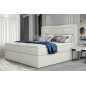 Ensemble boxspring complet tête de lit + sommiers + matelas + surmatelas VISTA de VENESETTI - simili cuir ivoire - 180 x 200 cm, Ensemble boxspring complet tête de lit + sommiers + matelas + surmatelas VISTA de VENESETTI - simili cuir ivoire - 180 x 200 cm,