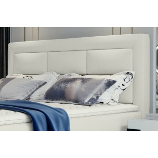 Ensemble boxspring complet tête de lit + sommiers + matelas + surmatelas VISTA de VENESETTI - simili cuir ivoire - 180 x 200 cm,