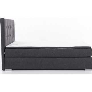 Ensemble boxspring complet tête de lit + sommiers + matelas + surmatelas INAYA de VENESETTI - tissu luxe gris foncé - 140x200 cm