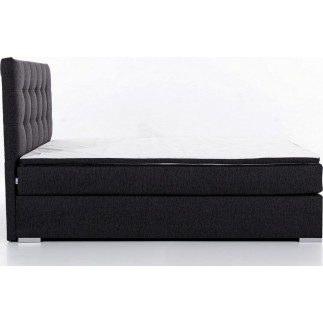 Ensemble boxspring complet tête de lit + sommiers + matelas + surmatelas INAYA de VENESETTI - tissu luxe noir - 140x200 cm