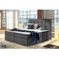 Ensemble boxspring complet tête de lit + sommiers + matelas + surmatelas INAYA de VENESETTI - tissu luxe gris foncé - 160x200 cm Ensemble boxspring complet tête de lit + sommiers + matelas + surmatelas INAYA de VENESETTI - tissu luxe gris foncé - 160x200 cm