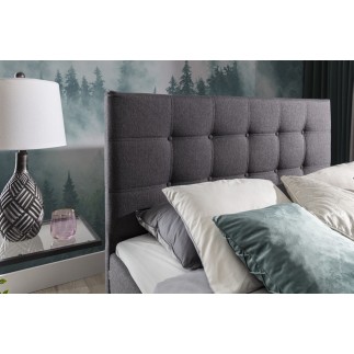 Ensemble boxspring complet tête de lit + sommiers + matelas + surmatelas INAYA de VENESETTI - tissu luxe gris foncé - 160x200 cm