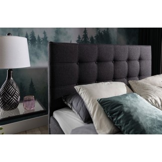 Ensemble boxspring complet tête de lit + sommiers + matelas + surmatelas INAYA de VENESETTI - tissu luxe noir - 180x200 cm