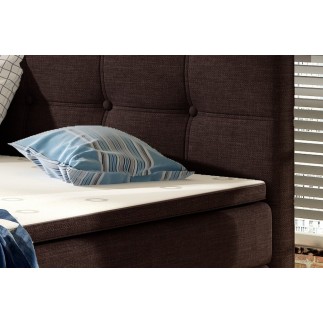 Ensemble boxspring complet tête de lit + sommiers + matelas + surmatelas INAYA de VENESETTI - tissu luxe chocolat - 160x200 cm
