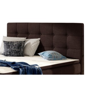 Ensemble boxspring complet tête de lit + sommiers + matelas + surmatelas INAYA de VENESETTI - tissu luxe chocolat - 180x200 cm