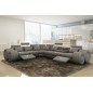 Canapé d'angle en cuir italien 7 places EXCELIA, gris clair, angle gauche Canapé d'angle en cuir italien 7 places EXCELIA, gris clair, angle gauche