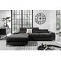 1er paiement de la commande: Canapé d'angle convertible en tissu velours luxe noir, 5 places, angle gauche (vu de face), 6x sans
