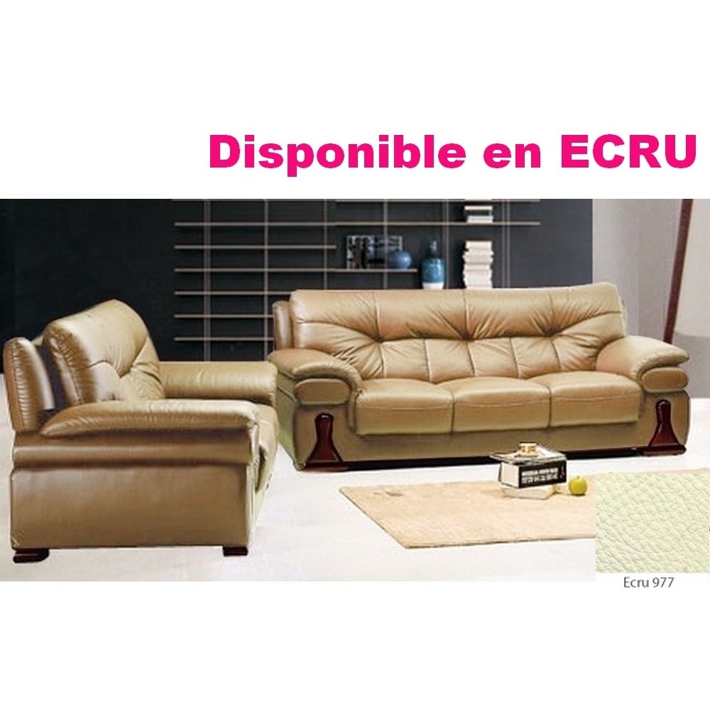 Ensemble OXFORD canapé 3 places + canapé 2 places en cuir luxe italien vachette, écru Ensemble OXFORD canapé 3 places + canapé 2 places en cuir luxe italien vachette, écru