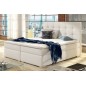 Ensemble boxspring complet tête de lit + sommiers + matelas + surmatelas INAYA de VENESETTI - simili cuir blanc cassé - 160x200 Ensemble boxspring complet tête de lit + sommiers + matelas + surmatelas INAYA de VENESETTI - simili cuir blanc cassé - 160x200